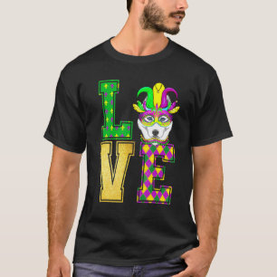 T-shirt J'aime Masque de Mardi Gras de Chien Husky Sibérie