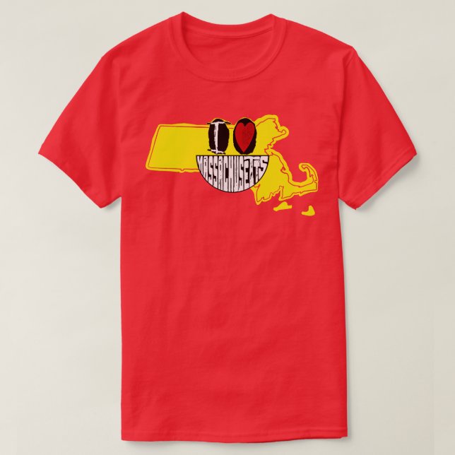 T-shirt J'Aime Massachusetts Sourire Un Visage Heureux (Design devant)