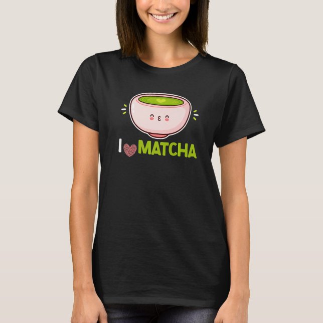 T-shirt J'Aime Matcha Feuilles en poudre verte Matcha (Devant)