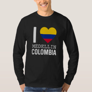 T-shirt J'aime Medellin Colombie Drapeau Carte Fierté Colo
