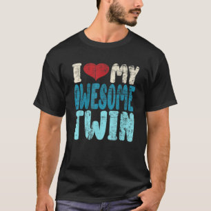T-shirt J'Aime Mes Awesome Twin Twins Frères Matching Dis