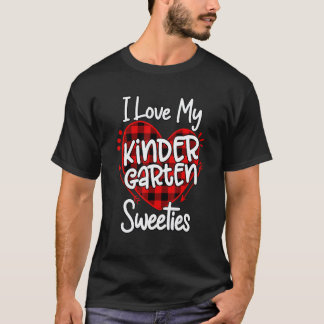 T-shirt J'aime mes chéris de maternelle Plaid Léopard Cœur