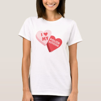 T-shirt J'aime mes coeurs polonais de sucrerie d'ami