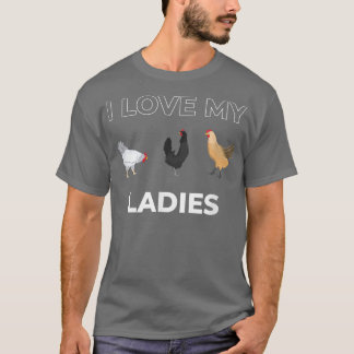 T-shirt J'Aime Mes Dames Drôle Chicken Whisperer Farmer