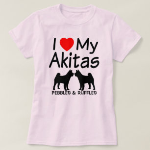 T-shirt J'Aime Mes DEUX Chiens Akita