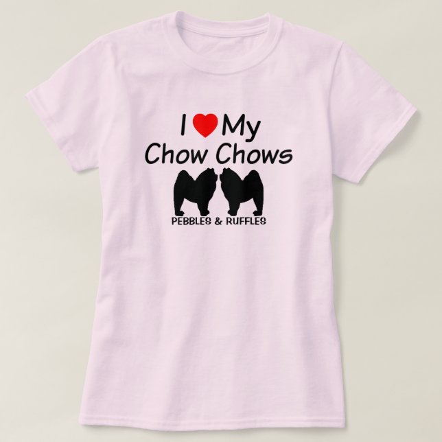 T-shirt J'Aime Mes Deux Chiens Chow (Design devant)