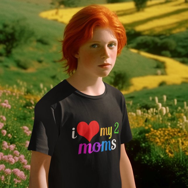 T-shirt J'Aime Mes Deux Moms Gay pride Parade Kids (Créateur téléchargé)