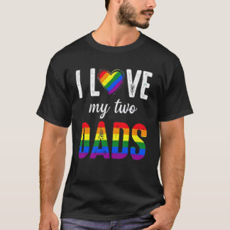 T-shirt J'aime mes deux papas Gay Pride Gay Père Fête Gif