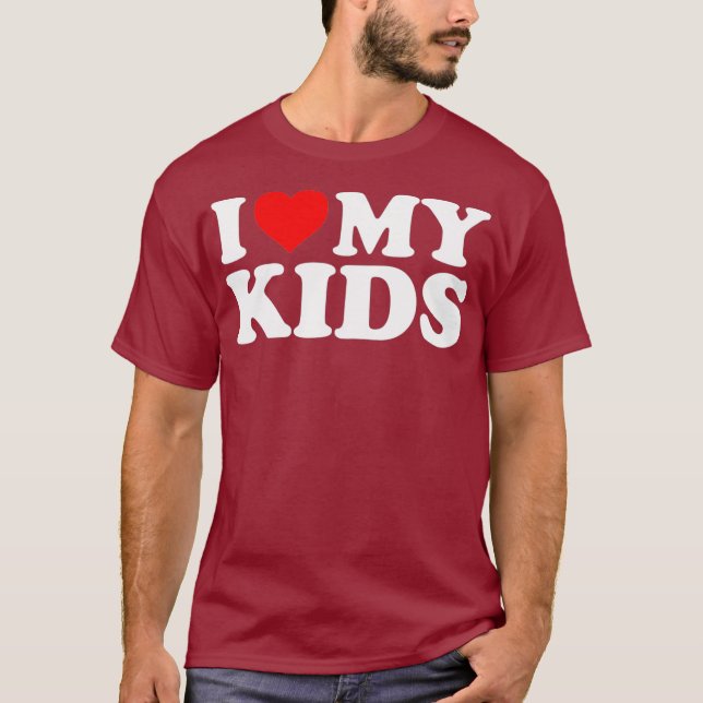 T-shirt J'aime mes enfants avec coeur (Devant)