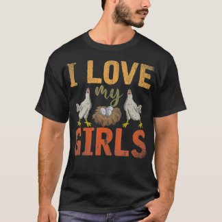 T-shirt J'Aime Mes Filles Drôle Agricole Oiseaux Animaux F