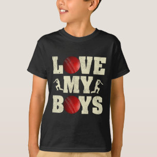 T-shirt J'aime mes garçons Cricket Drôle de fête des pères