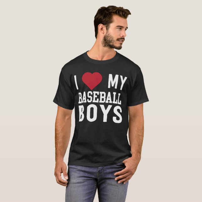 T-shirt J'aime mes garçons de base-ball (Devant entier)