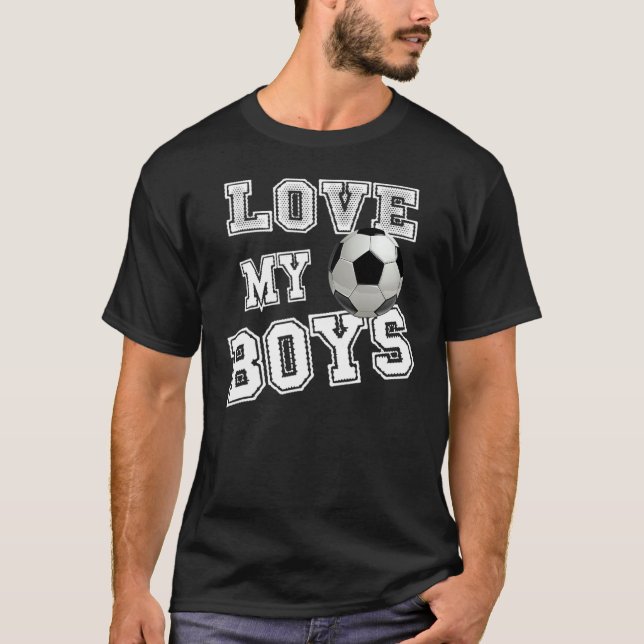 T-shirt J'Aime Mes Garçons Football Pour Maman Soccer Mama (Devant)