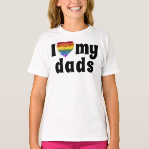 T-shirt J'aime mes papas - forme coeur Fleurs de fierté