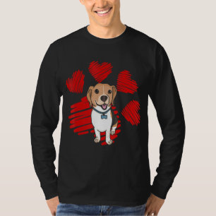T-shirt J'Aime Mes Paws De Chien Beagle Avec Le Coeur Vale