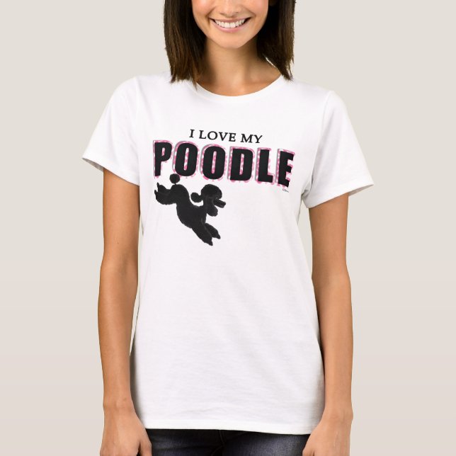 T-shirt J'aime mes Tee - shirts de caniche noire (Devant)