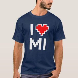 T-shirt J'aime Michigan Pixel cœur pour joueur Michigander