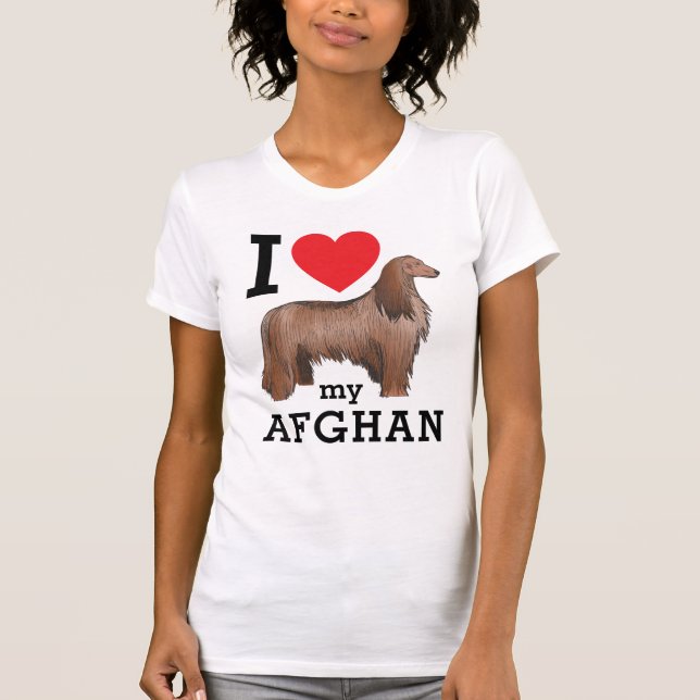 T-shirt J'aime mon afghan (Devant)