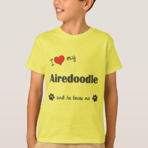 T-shirt J'aime mon Airedoodle (le chien masculin)