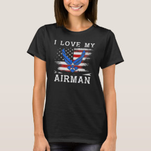 T-shirt J'Aime Mon Airman Fiancée Avion Militaire