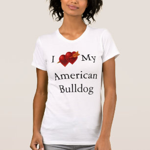 T-shirt J'aime mon American Bulldog Double Cœur