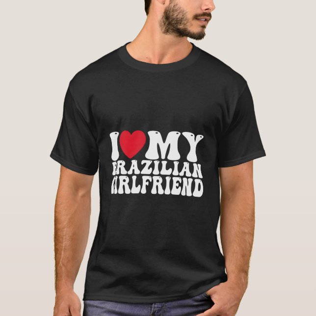 T-shirt J'Aime Mon Ami Brésilien Chaud I He Mon G Brésilie (Devant)