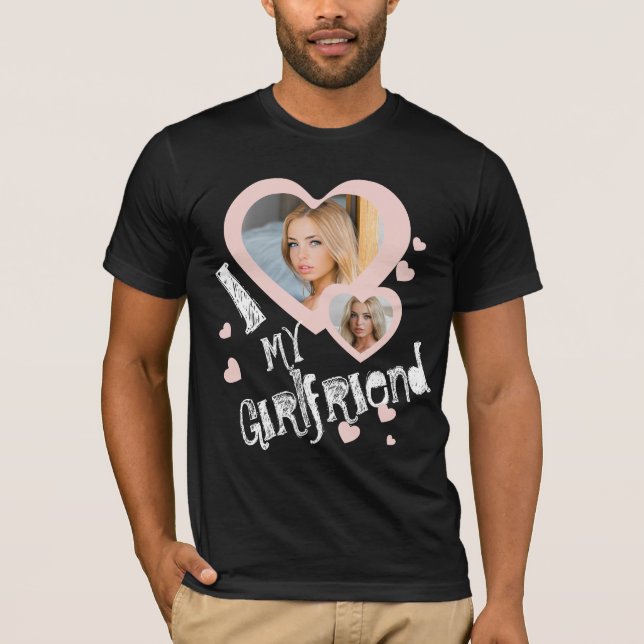 T-shirt J'aime mon amie Chalkboard Doodles Black Pink (Devant)