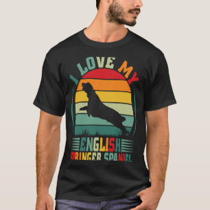 T-shirt J'Aime Mon Anglais Springer Spaniel Chien Propriét