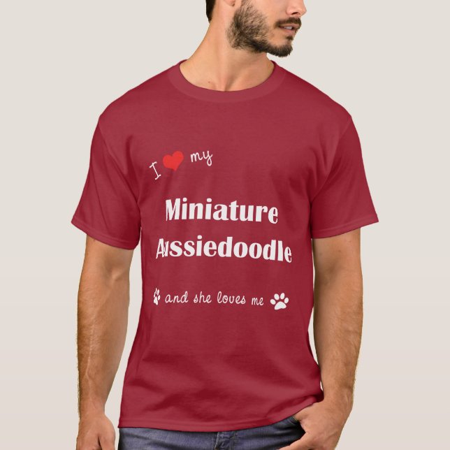 T-shirt J'aime mon Aussiedoodle miniature (le chien (Devant)