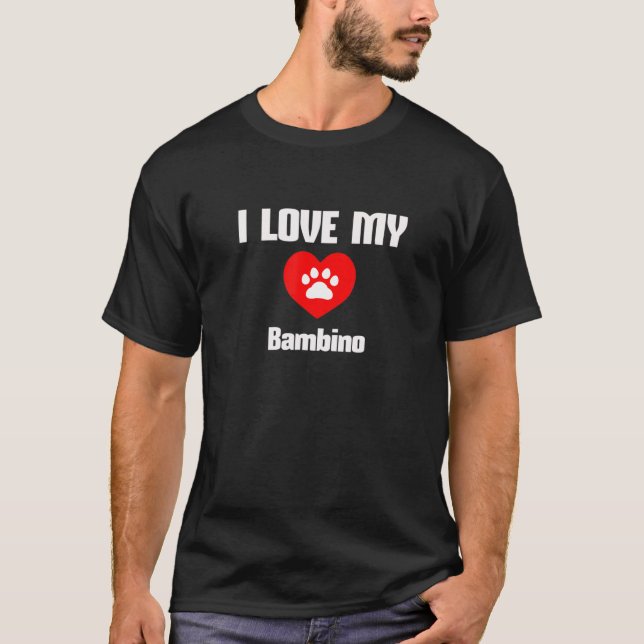 T-shirt J'Aime Mon Bambino Pour Chat Hommes Et Femmes (Devant)