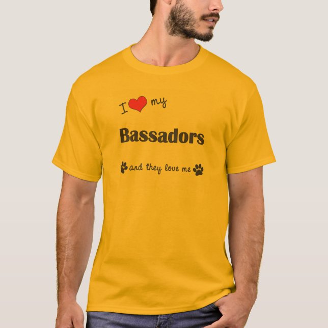 T-shirt J'aime mon Bassadors (les chiens multiples) (Devant)