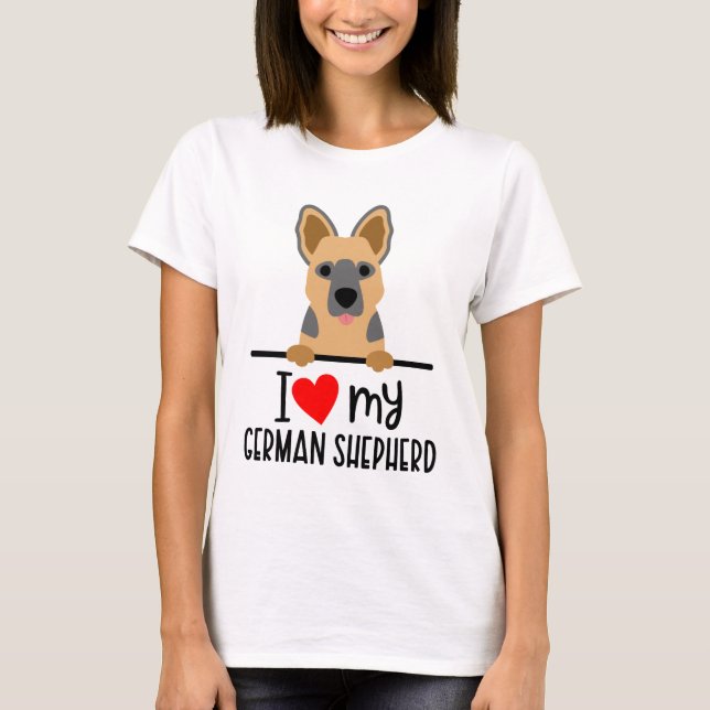 T-shirt J'Aime Mon Berger Allemand (Devant)