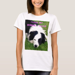 T-shirt J'aime mon border collie - bébé de dames - chemise