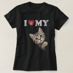 T-shirt J'aime mon chat américain à poil court Art