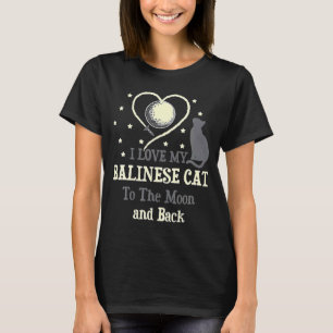 T-shirt J'Aime Mon Chat Balinais O Chat Lune Kitten