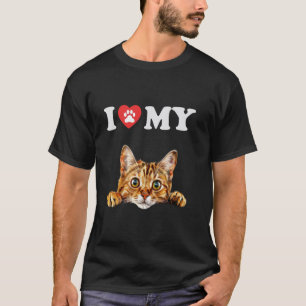 T-shirt J'aime mon chat Bengal Chaton Drôle Chat Amoureux
