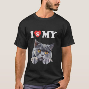 T-shirt J'aime mon chat British Shorthair chaton drôle de