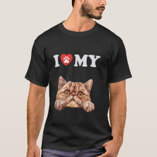T-shirt J'aime Mon Chat Exotic Shorthair Chaton Drôle Chat