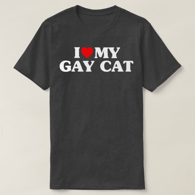 T-shirt J'Aime Mon Chat Gay Drôle (Design devant)
