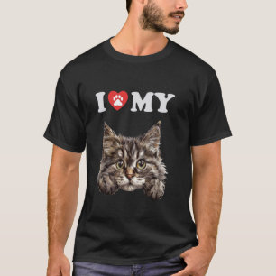 T-shirt J'Aime Mon Chat Sibérien Forêt Kitten Drôle Chat L