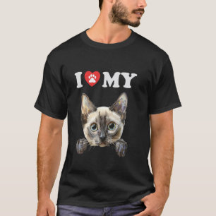 T-shirt J'aime mon chat Tonkinese chaton drôle amateur de