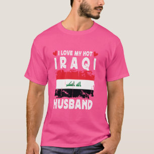 T-shirt J'Aime Mon Chaud Mari Irakien Épouse Le Drapeau Ir