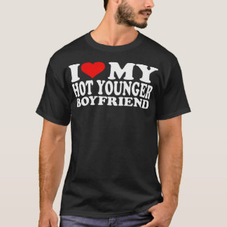 T-shirt J'Aime Mon Chaud Petit Ami Je Coeur Mon Chaud Vous
