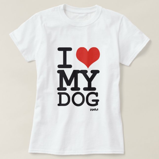 T-shirt j'aime mon chien (Design devant)