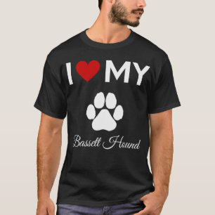 T-shirt J'aime mon chien Bassett Hound texte personnalisé