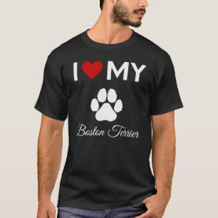 T-shirt J'aime mon chien Boston Terrier texte personnalisé