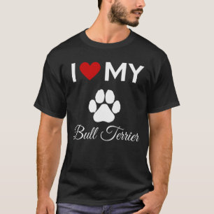 T-shirt J'aime mon chien Bull Terrier texte personnalisé