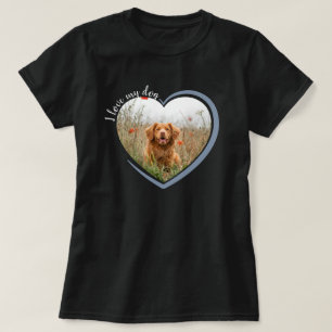 T-shirt J'aime mon chien Coeur photo Noir
