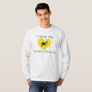 T-shirt j'aime mon chien de berceau Shetland