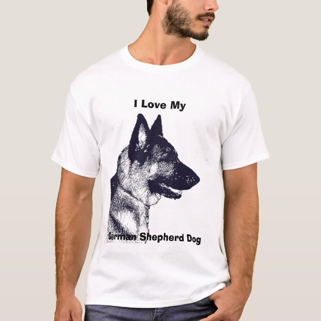 T-shirt J'aime mon chien de berger allemand (Devant)
